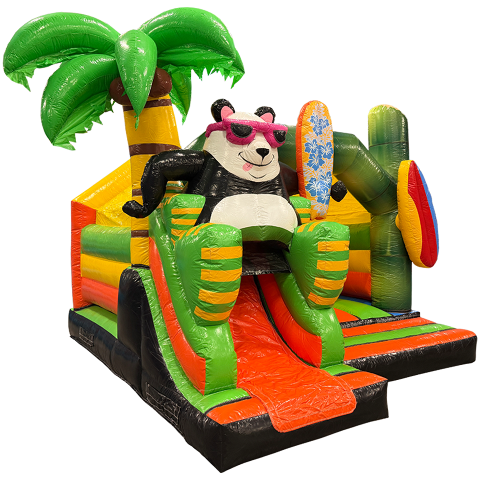 Combo Midi 3D Surfing Panda Inflatable With Obstacle