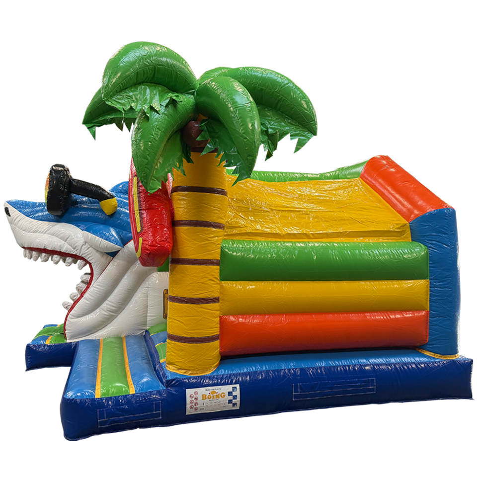 Combo château gonflable de surf 3D Requin Midi avec obstacle