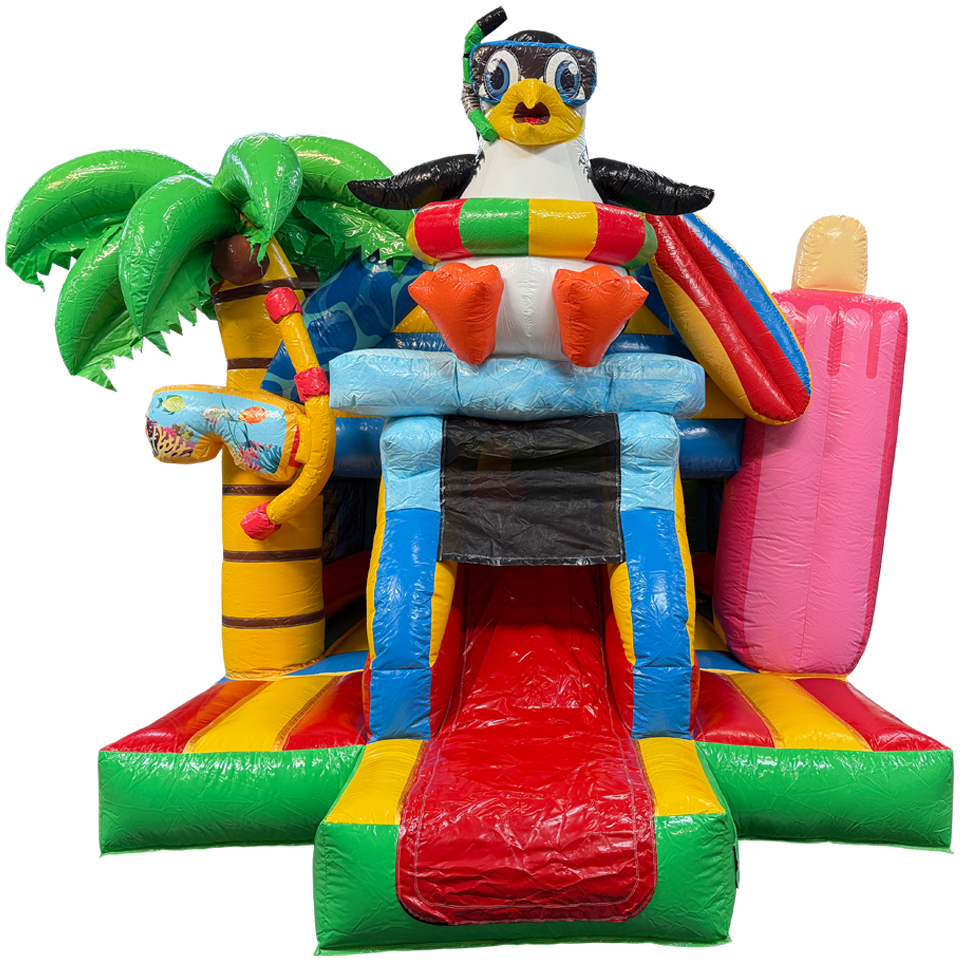 Château gonflable Fframe Midi Crazy Pingouin