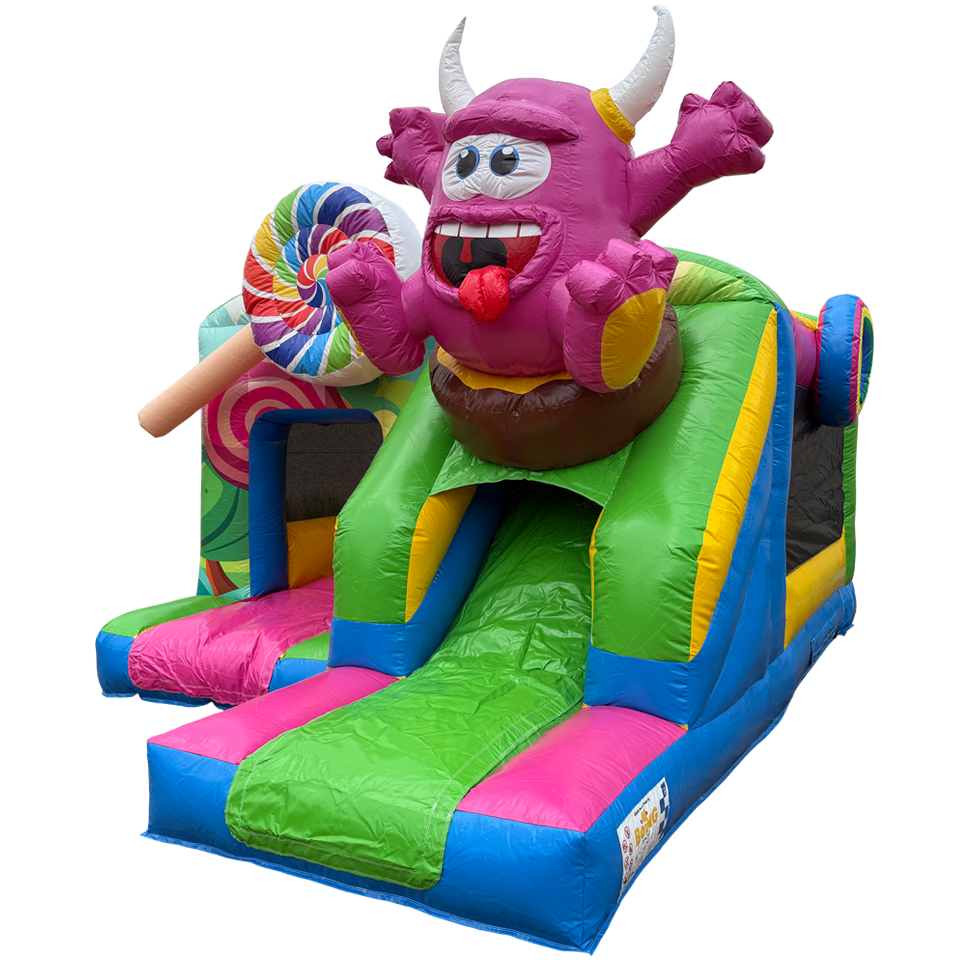 Château gonflable Funbox Midi Cookie Monster Fuchsia