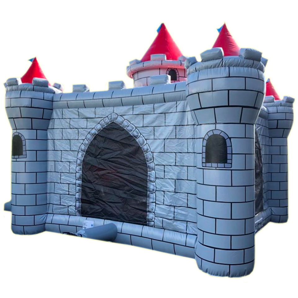 Château fort avec toboggan et chevaux